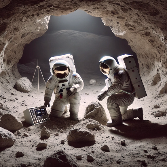 A Potentially Habitable Moon Cave