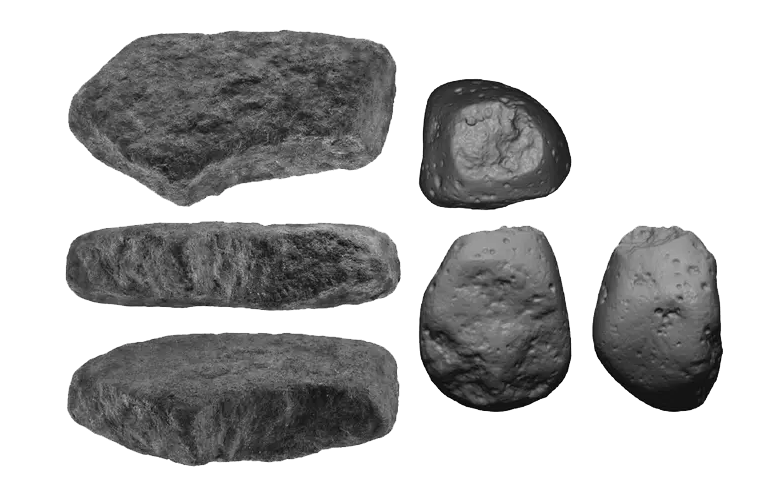 המחקר בוחן לעומק את מגוון העמילנים שהתגלו בכלי הבזלת ואת מקורותיהם, כדי ללמוד עוד על תזונת האדם הקדמון. כלי הבזלת מאתר גשר בנות יעקב |  צוות גשר בנות יעקב