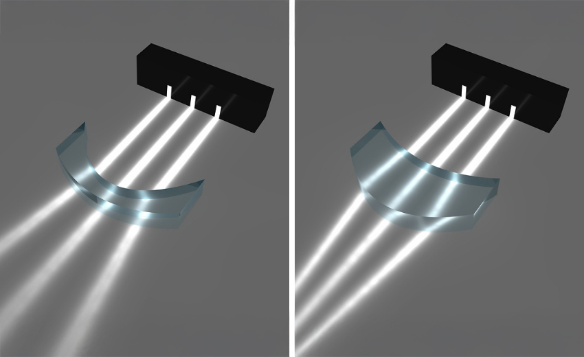 ליפרסהיי השתמש ביכולת של העדשות לרכז ולפזר את האור שמגיע אליהן. עדשה קמורה (מימין) מרכזת קרני אור, ועדשה קעורה (משמאל) מפזרת קרני אור | Russell Kightley / Science Photo Library