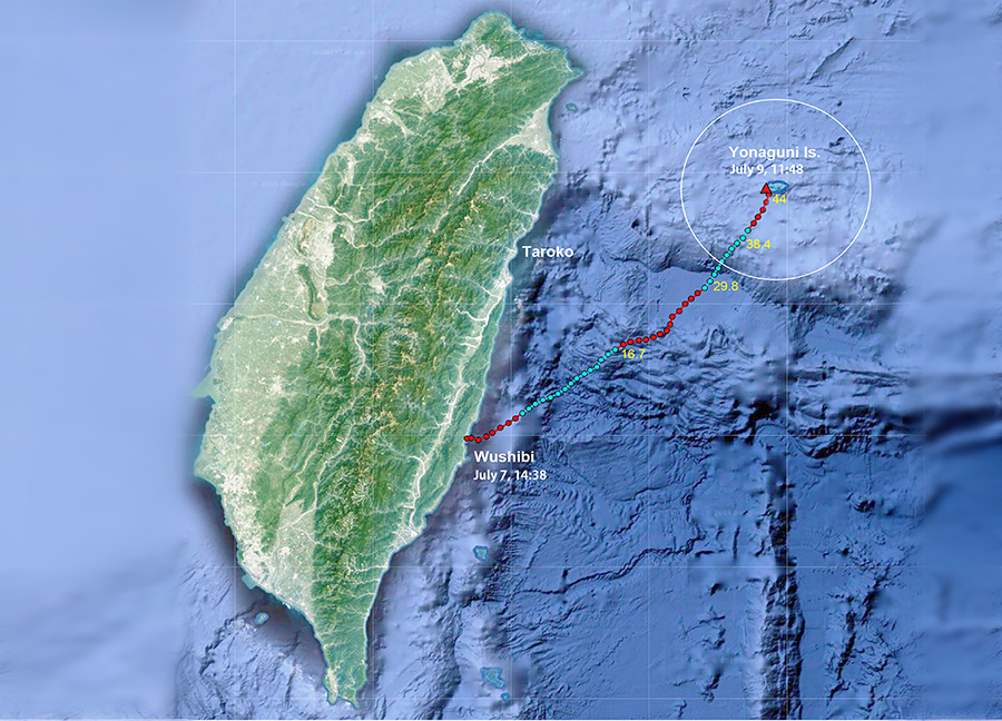 משימה מפרכת שמחייבת תכנון מוקפד, כישורי ניווט מתקדמים, יכולות פיזיות גבוהות ומוטיבציה רבה מאוד. מסלול השיט מטייוואן ליונאגוני ביפן | ©2025 Kaifu et al. CC BY-NC