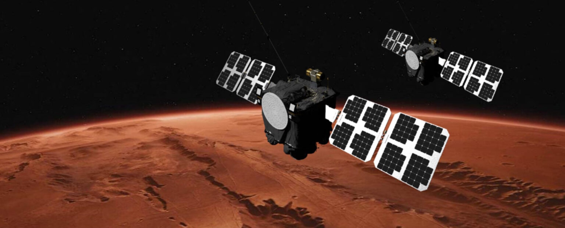 הדמיה של לווייני Escapade סביב מאדים. איור: NASA