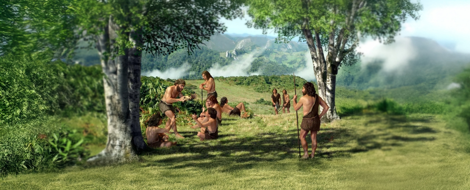 קבוצת ניאנרדטלים בטבע. איור: MAURICIO ANTON / SCIENCE PHOTO LIBRARY