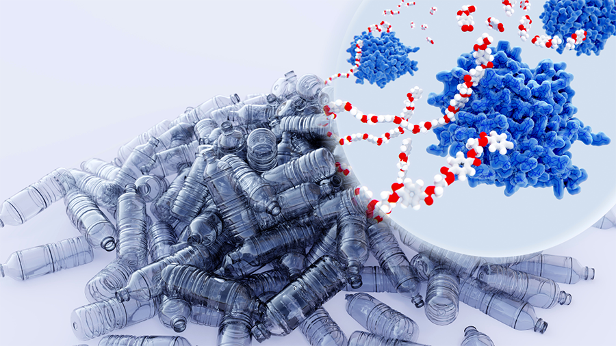 אנו מייצרים יותר מ-400 מיליון טונות בשנה, ובלי פירוק ביולוגי יעיל יהיה קשה מאוד להיפטר מכמויות כאלה. אנזימי PETase מפרקים פלסטיק | איור: JUAN GAERTNER / SCIENCE PHOTO LIBRARY