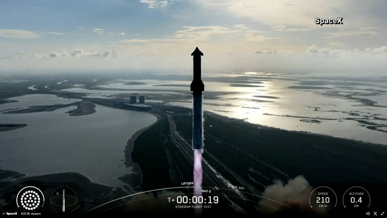 שיגור טיסת הניסוי העשירית של סטארשיפ | צילום מתוך השידור של SpaceX