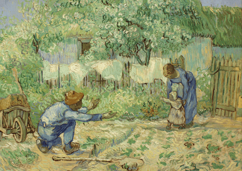 הנבדקים התבקשו לדרג ציורים ריאליסטיים ומופשטים שראו בזמן שמוחם נסרק ב-fMRI. היצירה "צעדים ראשונים" של וינסנט ון-גוך ו"נוף בברטון עם רועה חזירים" של פול גוגן שהוצגו לנבדקים בניסוי | ויקימדיה, נחלת הכלל