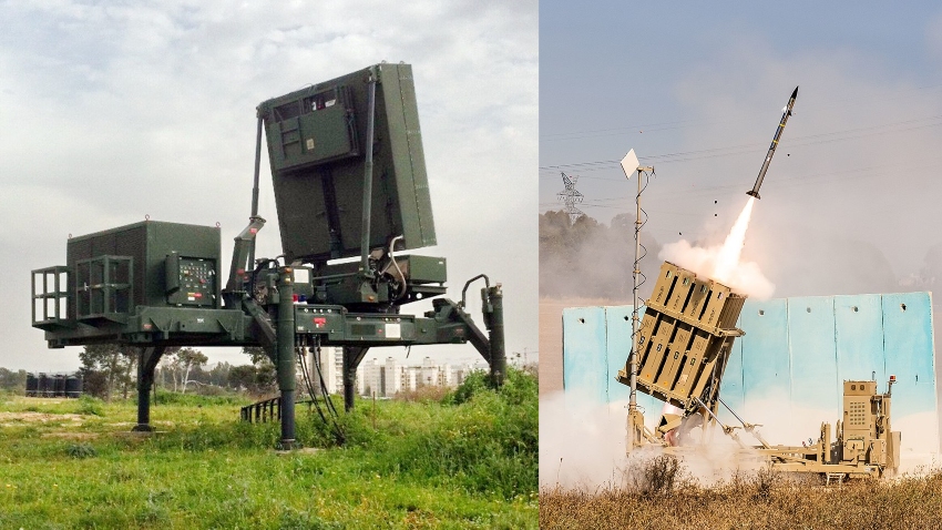 השאיפה היא לשגר את הטילים כמה שיותר מוקדם. מכ"מ של מערכת כיפת ברזל (משמאל) ושיגור של טיל יירוט | צילומים: NatanFlayer, ויקיפדיה, דובר צה"ל 