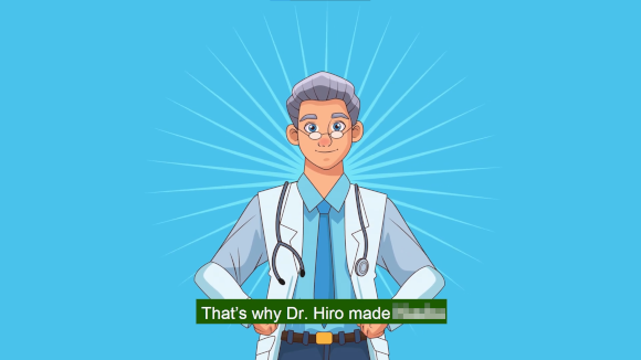 Dr. Hiro, the developer of the pads, does not really exist. He looks like a manga or an anime character | Source: Screenshot
