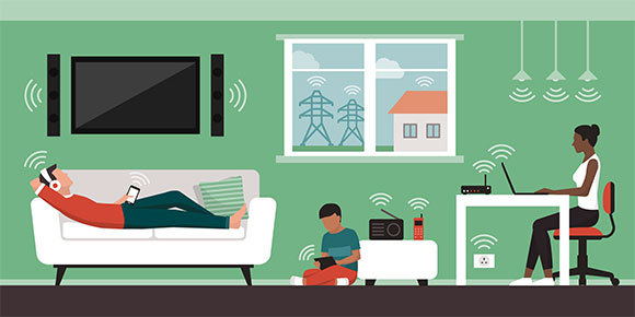 All of the radiation that reaches us from electric household appliances is non ionizing. Illustration of different radiation sources in a household | Shutterstock, elenabsl