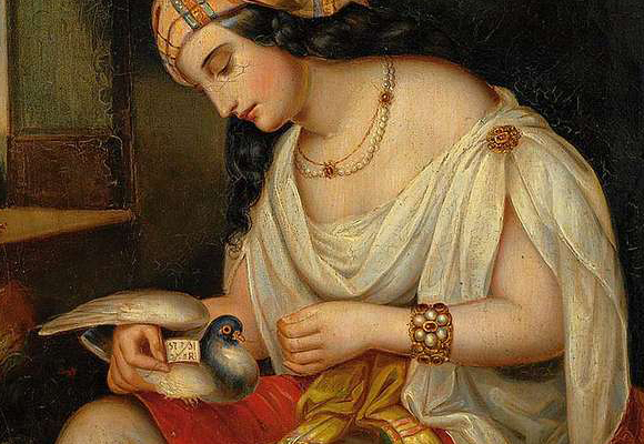 אמצעי תקשורת פופולרי. אשה צעירה עם יונת דואר, ציור מהמאה ה-19, צייר לא ידוע | מקור: ויקיפדיה, נחלת הכלל