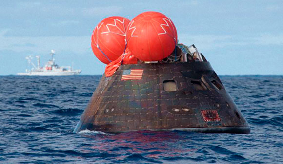 נוהל מקוצר מאוד לקראת תחילת הטיסות מאוישות. החללית אוריון לאחר הניסוי המוצלח ב-2014 | צילום: NASA