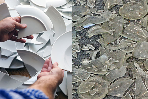 *תמונה של צלחות שבורות*.  צילום: wernimages ו-Shutterstock ChiccoDodiFC 