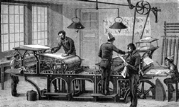 מכבש דפוס של עיתון מהמאה ה-19 | Collection Abecasis, Science Photo Library