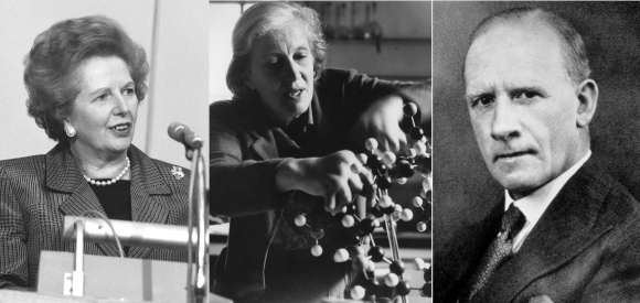 רובינסון (מימין), הודג'קין ומרגרט תאצ'ר (שאז עוד הייתה מרגרט רוברטס) | צילומים: Science Photo Library, ויקיפדיה