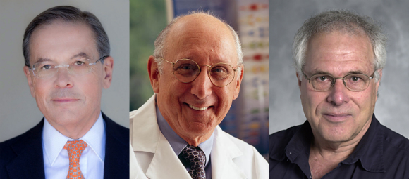 המוחות שמאחורי ההצלחה. מימין: אשחר, רוזנברג ובלדגרין | צילומים: מכון ויצמן למדע, Kite Pharma, NCI