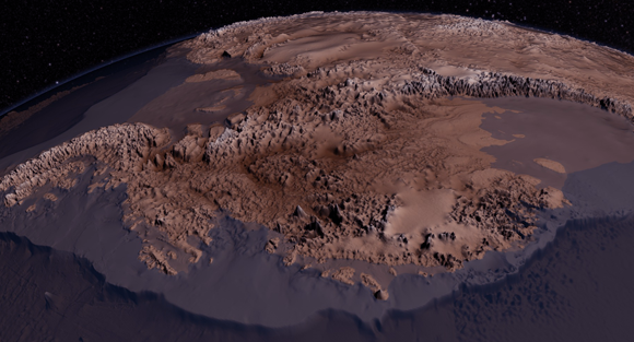 התנועה הטקטונית פסקה רק לפני 11 מיליון שנה, לא 26 מיליון. מפת סלעי היסוד של אנטארקטיקה | מקור: NASA